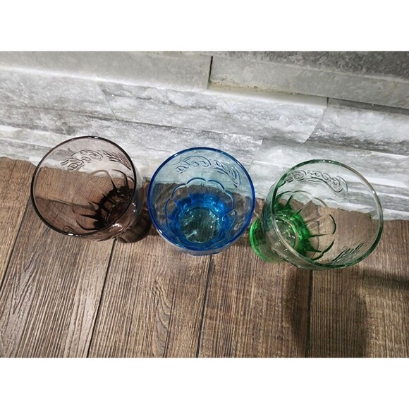 Mcdonalds Coca-Cola glasses Green, Red & Blue Set Of 3 - Picture 4 of 9